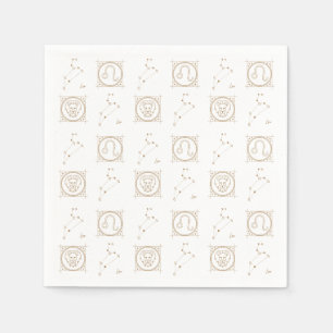 Black & Gold Zodiac Leo Astrologie Star Sign Squar Serviette