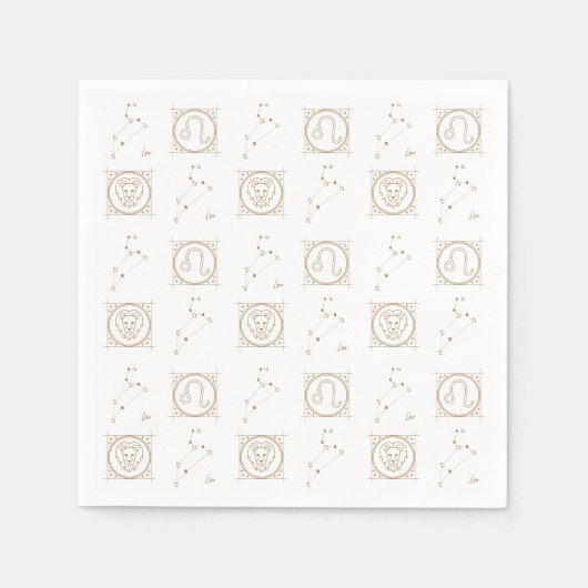 Black & Gold Zodiac Leo Astrologie Star Sign Squar Serviette (Vorderseite)