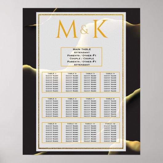 Black Golden Abstrakt Lovely Modern Wedding Poster (Vorne)