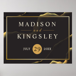 Black Golden Abstrakte Phantastische Hochzeitszeic Poster