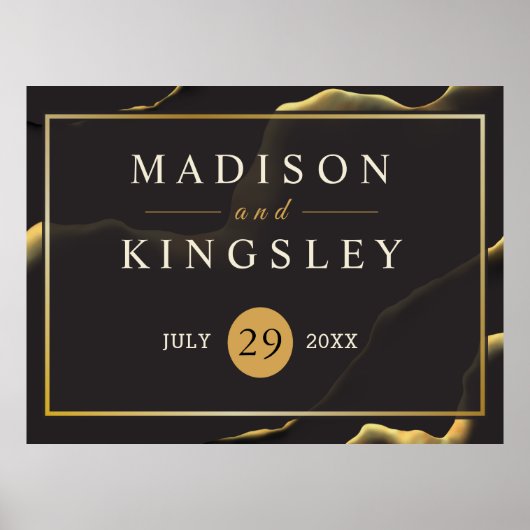 Black Golden Abstrakte Phantastische Hochzeitszeic Poster (Vorne)