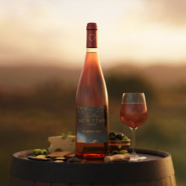 Black Golden | Aquarellfarbe Neujahr Schaumweinetikett