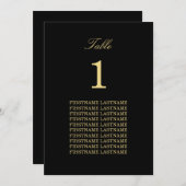 Black Golden Beige Guest Names Table Card (Vorne/Hinten)