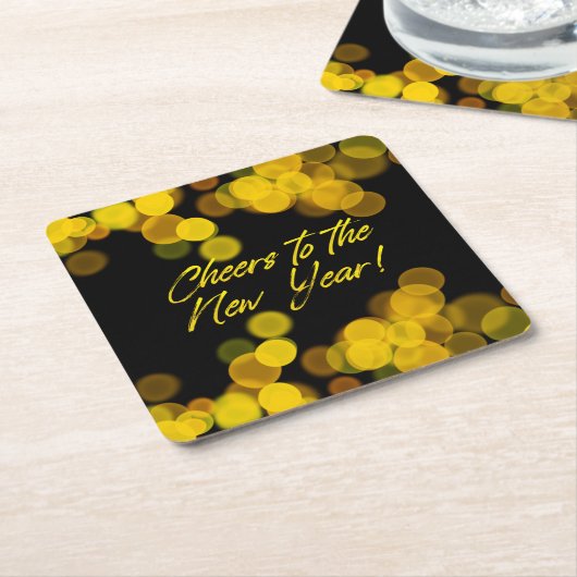 Black Golden Bokeh Lights zum Neujahr Rechteckiger Pappuntersetzer (angewinkelt)