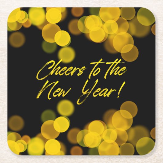 Black Golden Bokeh Lights zum Neujahr Rechteckiger Pappuntersetzer (Vorderseite)
