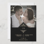 Black Golden Chic Lace Romantic Couple Wedding Save The Date (Vorderseite)