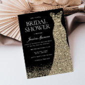 Black Golden Dress Gown Brautparty Einladung