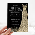 Black Golden Dress Womans 50. Geburtstagsparty Einladung<br><div class="desc">Black Golden Dress Womans 50. Geburtstagsparty 50 und fabelhafte Variationen der Einladung und passende Artikel in unserem Shop</div>