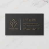 Black Golden Elegante Business Card Visitenkarte (Rückseite)