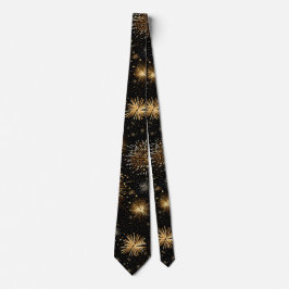 Black Golden Fireworks Celebration Neck Tie Krawatte