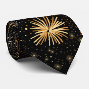 Black Golden Fireworks Celebration Neck Tie Krawatte