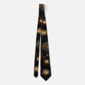 Black Golden Fireworks Celebration Neck Tie Krawatte (Rückseite)