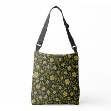 Black Golden Floral Crossbody Bag