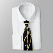 Black Golden Floral Custom Necktie Krawatte (Gebunden)