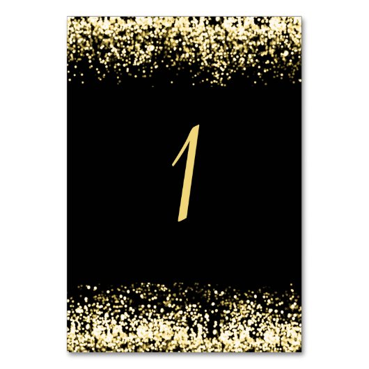 Black Golden Glitzer Table 1 Hochzeitsszene Tischn Tischnummer (Rückseite)
