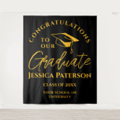 Black Golden Gratulation an unser Graduate Party Wandteppich (Vorderseite)