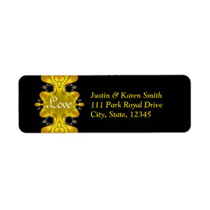 Black & Golden Liebe Wedding Address Label
