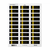 Black & Golden Liebe Wedding Address Label (Vorne)