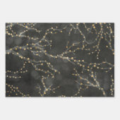 Black Golden Lights Bokeh Weihnachtsurlaub Geschenkpapier Set (Vorderseite)