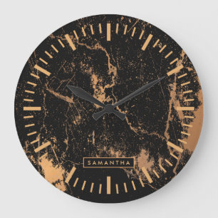 Black & Golden Marble Große Wanduhr