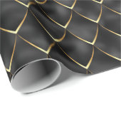 Black Golden Mermaid Dragon Scales Pattern Urlaub Geschenkpapier (Rolleneckpunkt)