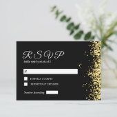 Black Golden Modern Wedding Response Card RSVP Karte (Stehend Vorderseite)