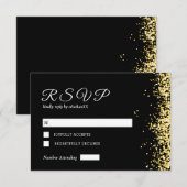 Black Golden Modern Wedding Response Card RSVP Karte (Vorne/Hinten)