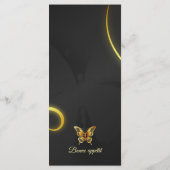 Black Golden Schmetterling Menü Menükarte (Rückseite)