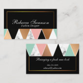 Black Golden Trim Border | Geometrisches Muster Visitenkarte (Vorne/Hinten)