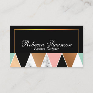 Black Golden Trim Border Geometrisches Muster Visitenkarte