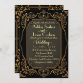 Black Golden Viktorianisch Lace Wedding Einladung (Vorne/Hinten)