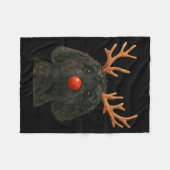 Black Goldendoodle Christmas Lights Santa Hat Blac Fleecedecke (Vorderseite (Horizontal))