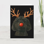 Black Goldendoodle Christmas Lights Santa Hat Blac Karte (Vorderseite)