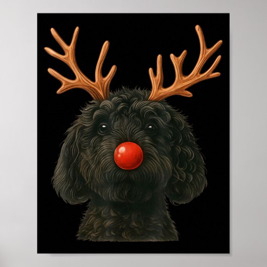 Black Goldendoodle Christmas Lights Santa Hat Blac Poster (Vorne)