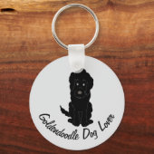 Black Goldendoodle Design Any Colour Background Schlüsselanhänger (Vorderseite)