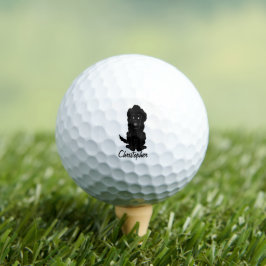 Black Goldendoodle Dog Design Golfball