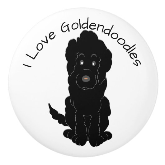 Black Goldendoodle Dog Design Keramikknauf (Vorderseite)