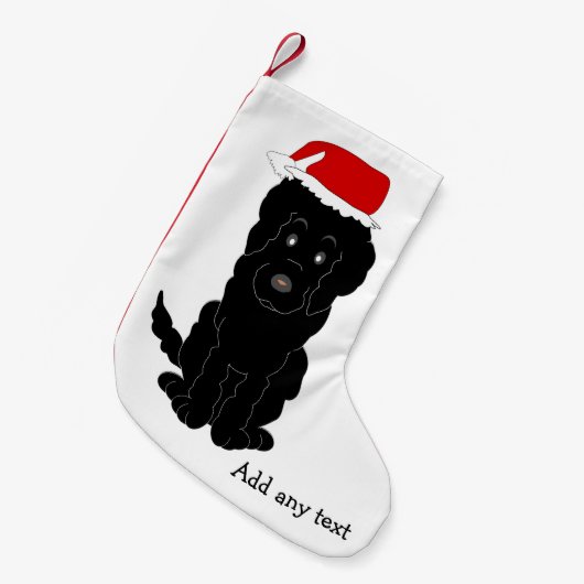 Black Goldendoodle Dog Design Kleiner Weihnachtsstrumpf (Vorderansicht (hängend))