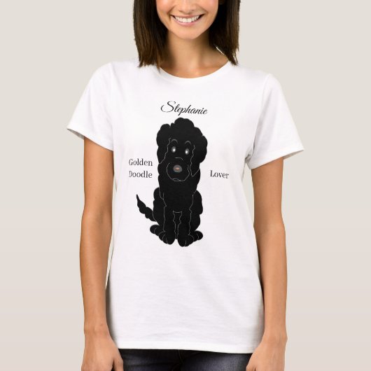 Black Goldendoodle Dog Design T - Shirt (Vorderseite)