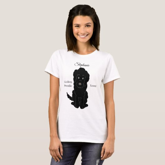 Black Goldendoodle Dog Design T - Shirt (Vorne ganz)