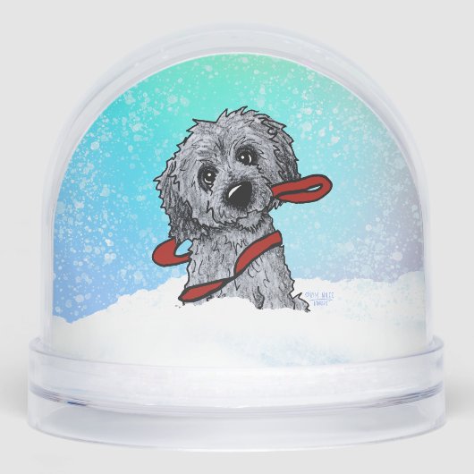 Black Goldendoodle DoodleMoji  Schneekugeln (Vorderseite)