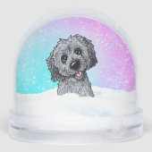 Black Goldendoodle DoodleMoji  Schneekugeln (Rückseite)