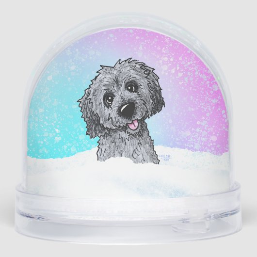 Black Goldendoodle DoodleMoji  Schneekugeln (Rückseite)