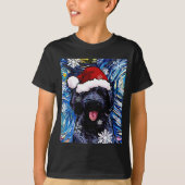 Black Goldendoodle Labradoodle Santa Dog Christmas T-Shirt (Vorderseite)