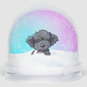 Black Goldendoodle Puppy  Schneekugeln (Rückseite)