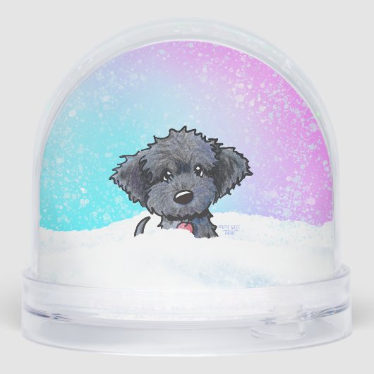 Black Goldendoodle Puppy  Schneekugeln (Rückseite)