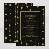 Black, Goldfolie Perlen Hochzeitsfeier Einladung (Vorne/Hinten)