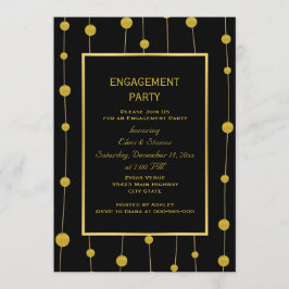 Black, Goldfolie Perlen Hochzeitsfeier Einladung