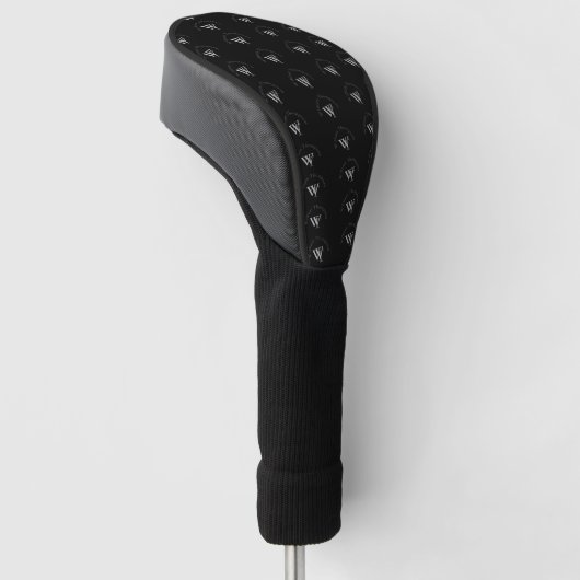 Black Golf Head Cover mit Monogram Pattern Headcover (angewinkelt)