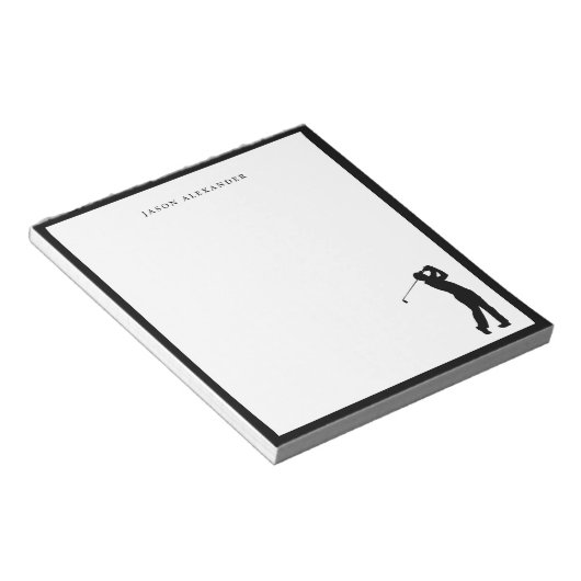Black Golfer Silhouette Personalized Notizblock (angewinkelt)